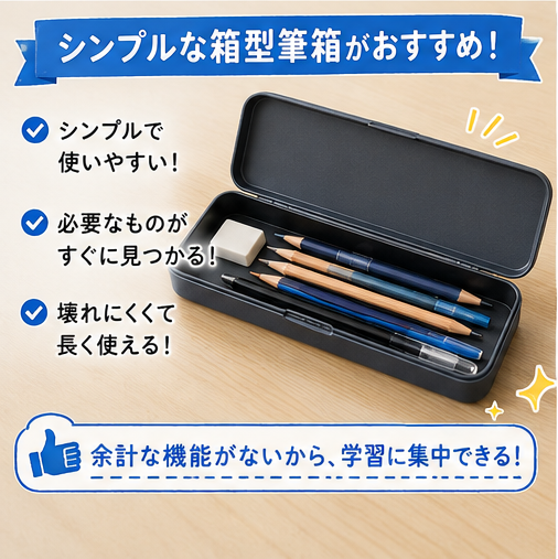シンプルな箱型の筆箱