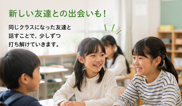 同じクラスになった友達と打ち解けていく子どもたち
