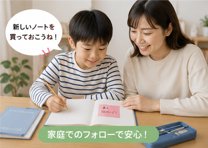 親子でノートを確認