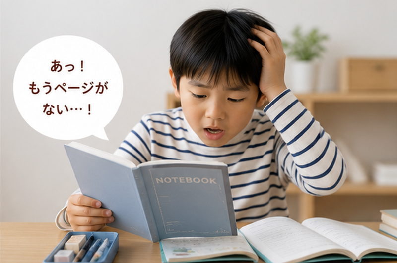 ノートが終わってしまった男の子