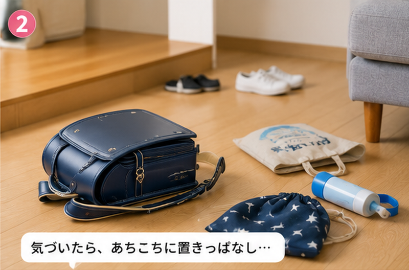 あちこちに置きっぱなしのランドセル