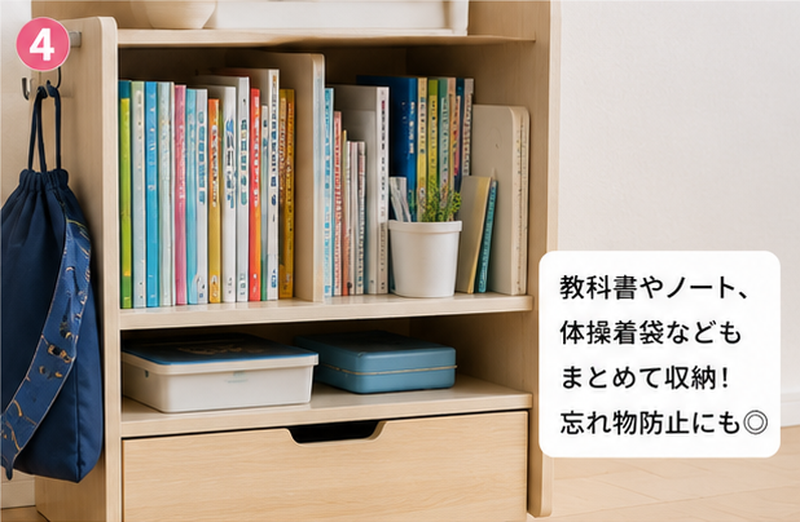 教科書やノートをまとめて収納